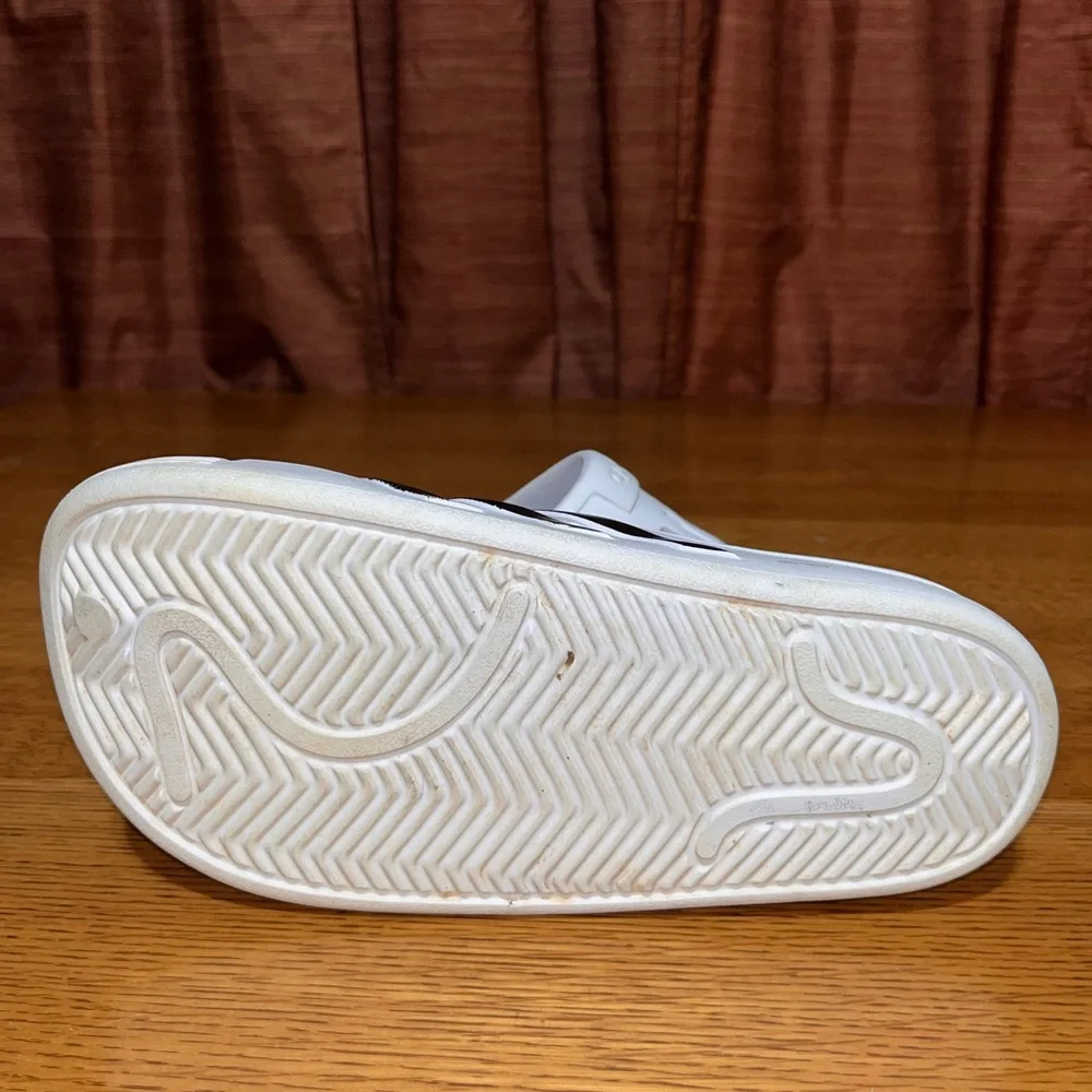 ADIDAS ADILETTE CLOG SLIDES White/Black 3 Stripes Shoes Men Sz 7 Women sz 9